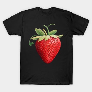 Simple Strawberry Repeating Pattern on black background T-Shirt